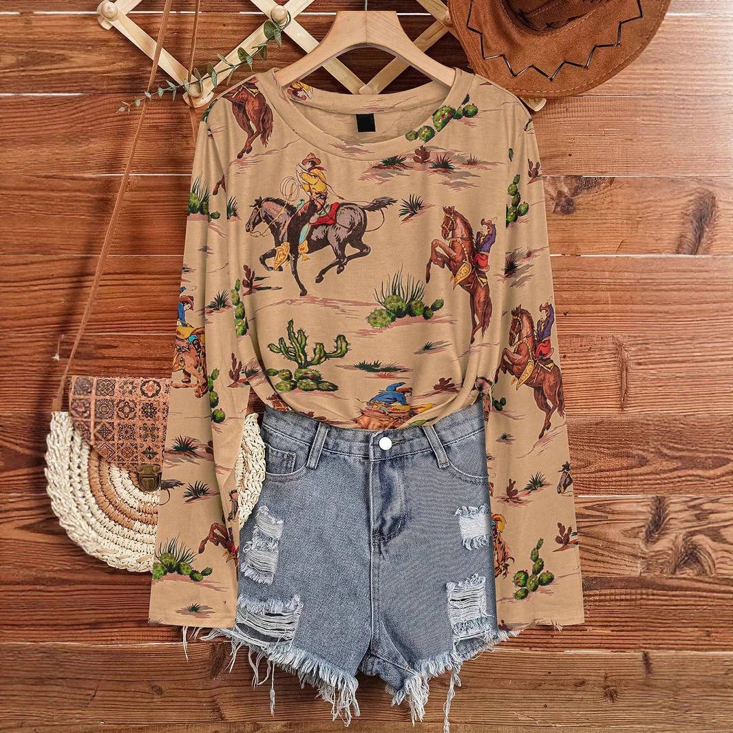 Wild Western Cowboy Rodeo Long Sleeve