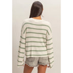 Lightweight Wide-Sleeve Striped Sweater
