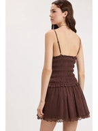 Sweetheart Smocked Lace Mini Dress