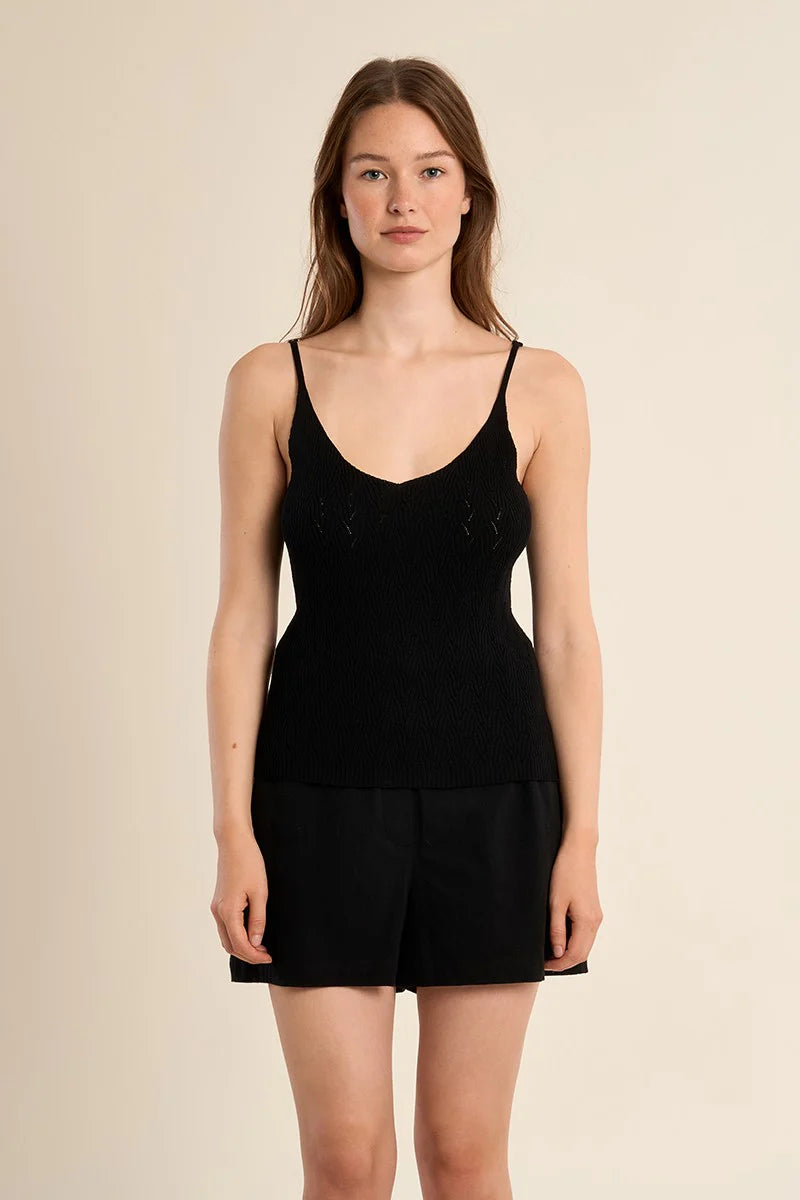Black Knitted Tank Top