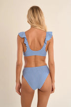 Striped Ruffled Swimsuit Top