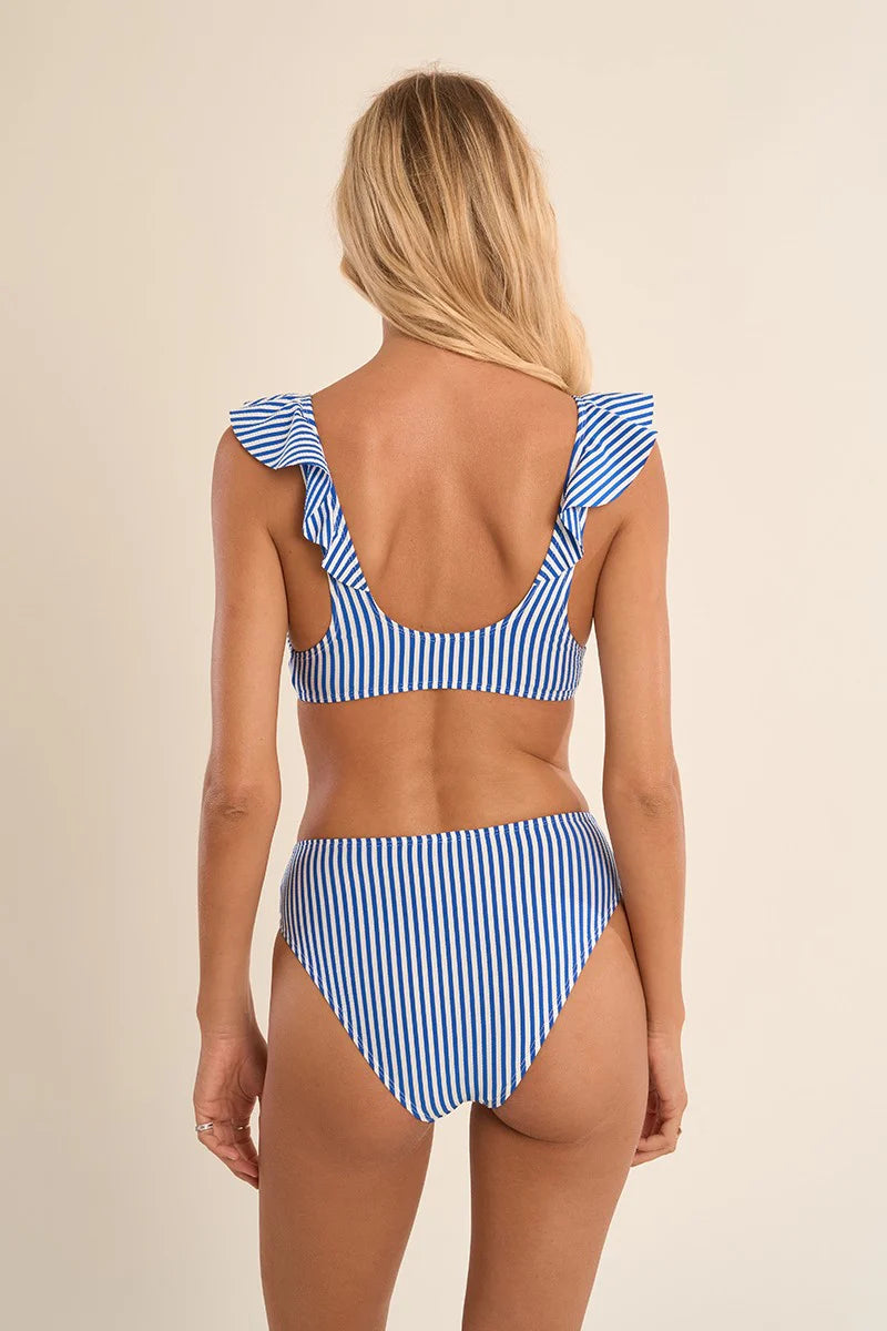 Striped Ruffled Swimsuit Top