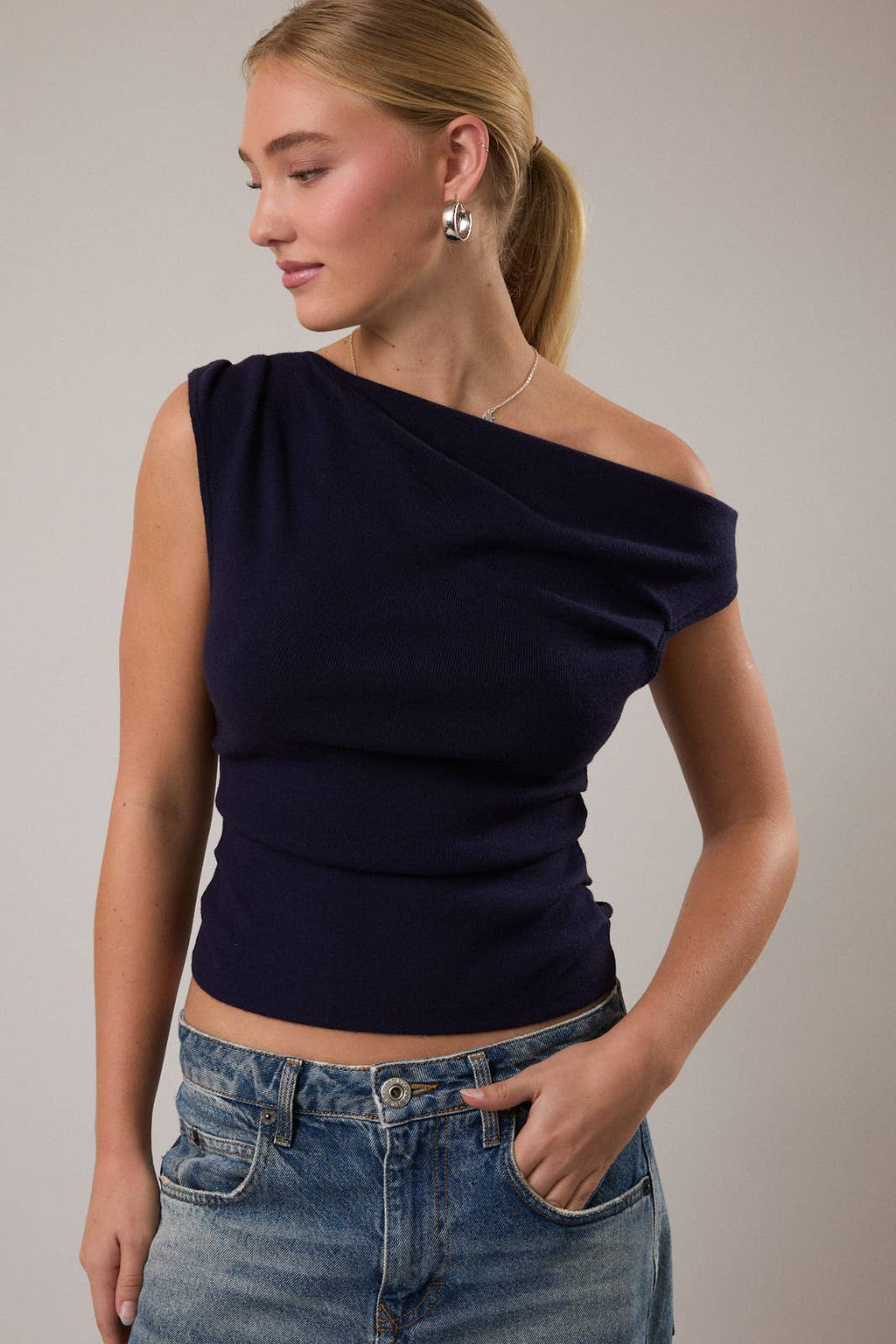 Off-the-Shoulder Sweater Top