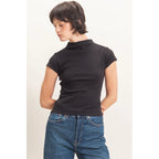 Mock Neck Cap Sleeve Top