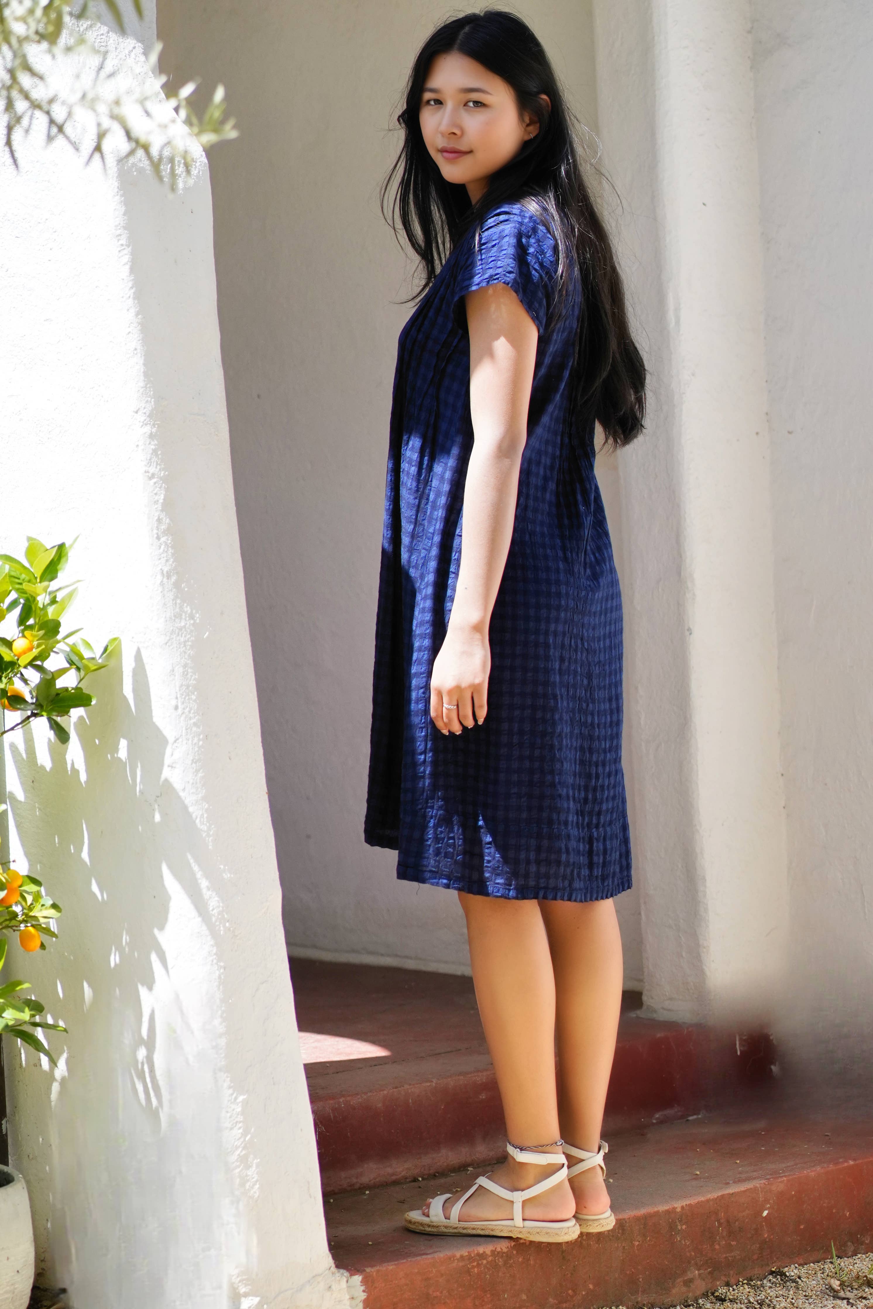 Aya Dobby Dress Navy