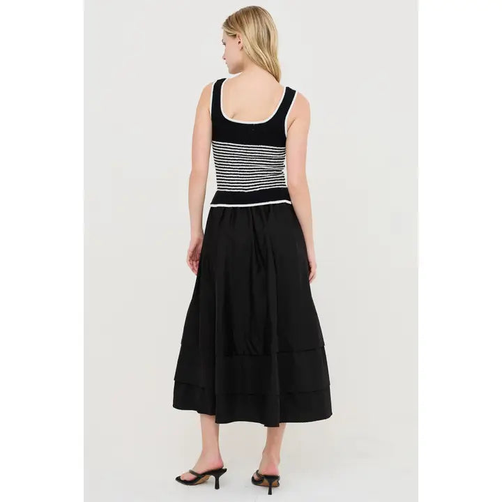 Striped Knit Scoop Neck Dress