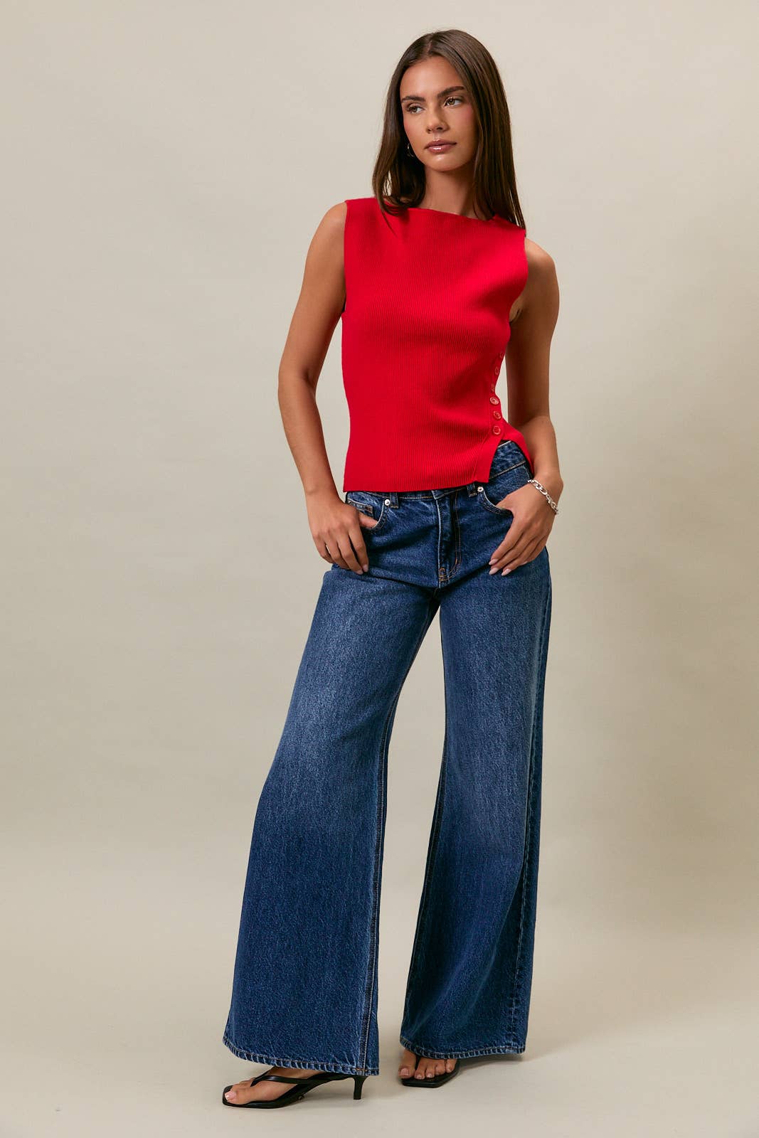 Boat Neck Button Tank