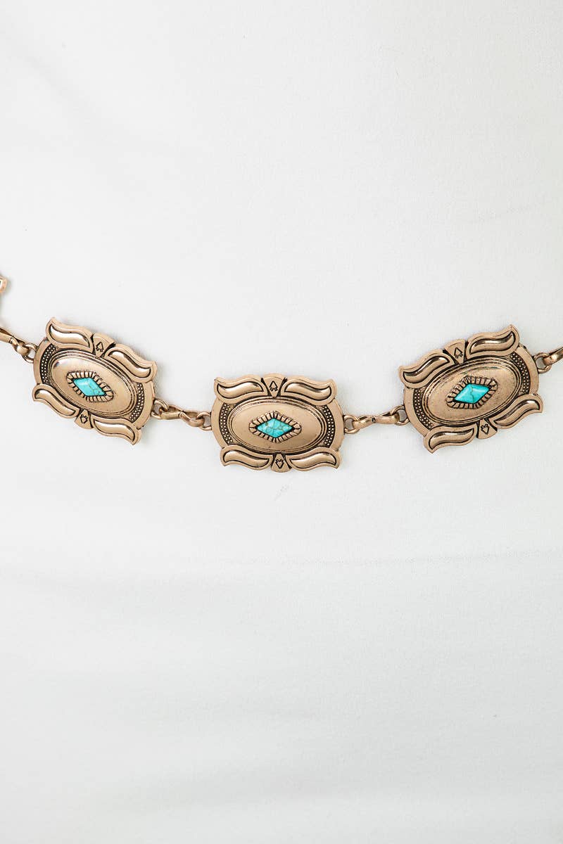Rectangle Concho Chain Belt