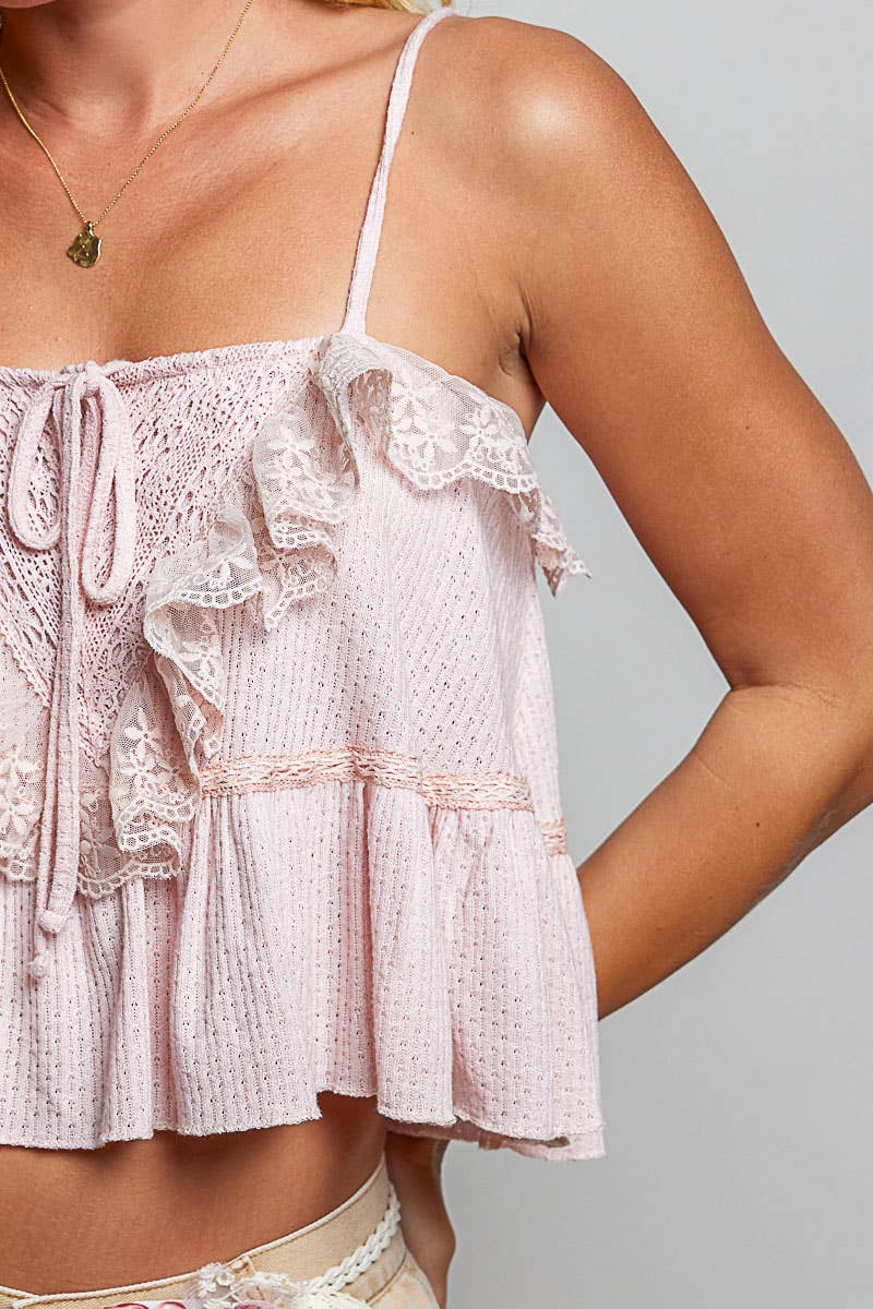 Romantic Lace Ruffle Tiered Cami Top