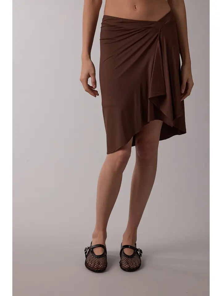 Asymmetric Waist Line High-Low Knee Length Skirt