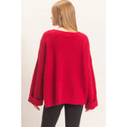 Ribbed Knit Patch Pocket Sweater