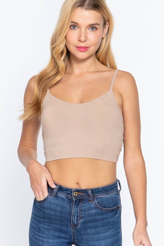 Round Neck Removable Bra Cup Twisted Back Cami Top