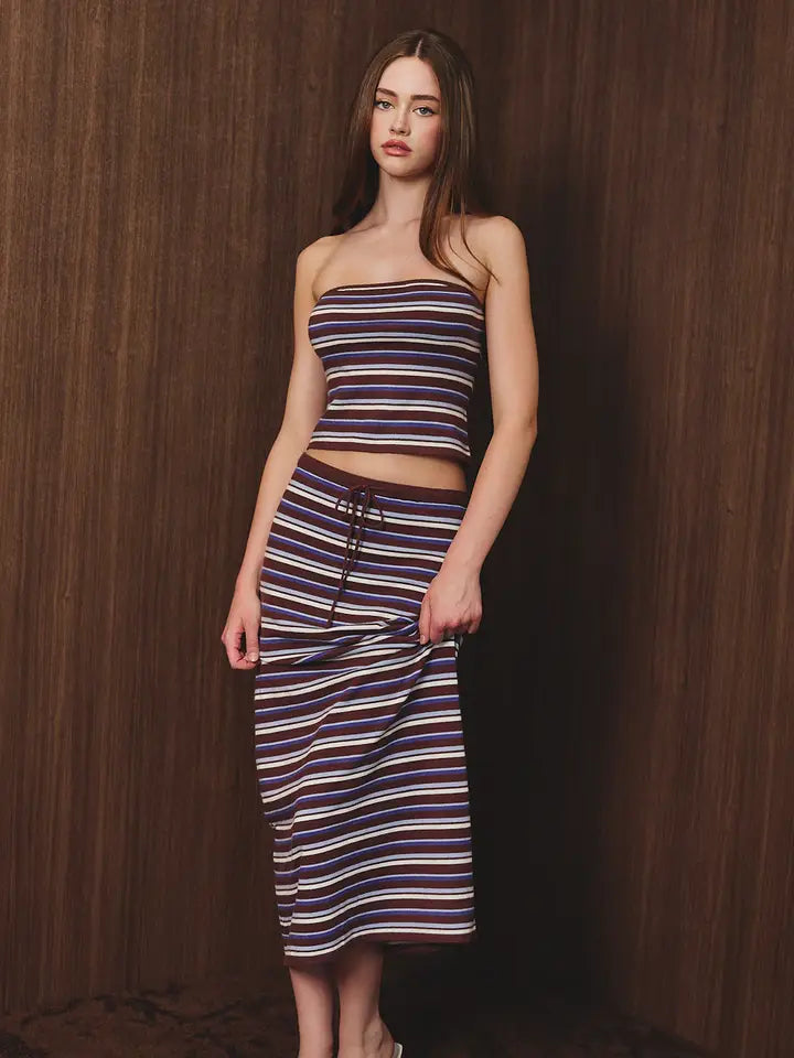 Strapless Striped Sweater Tube Top