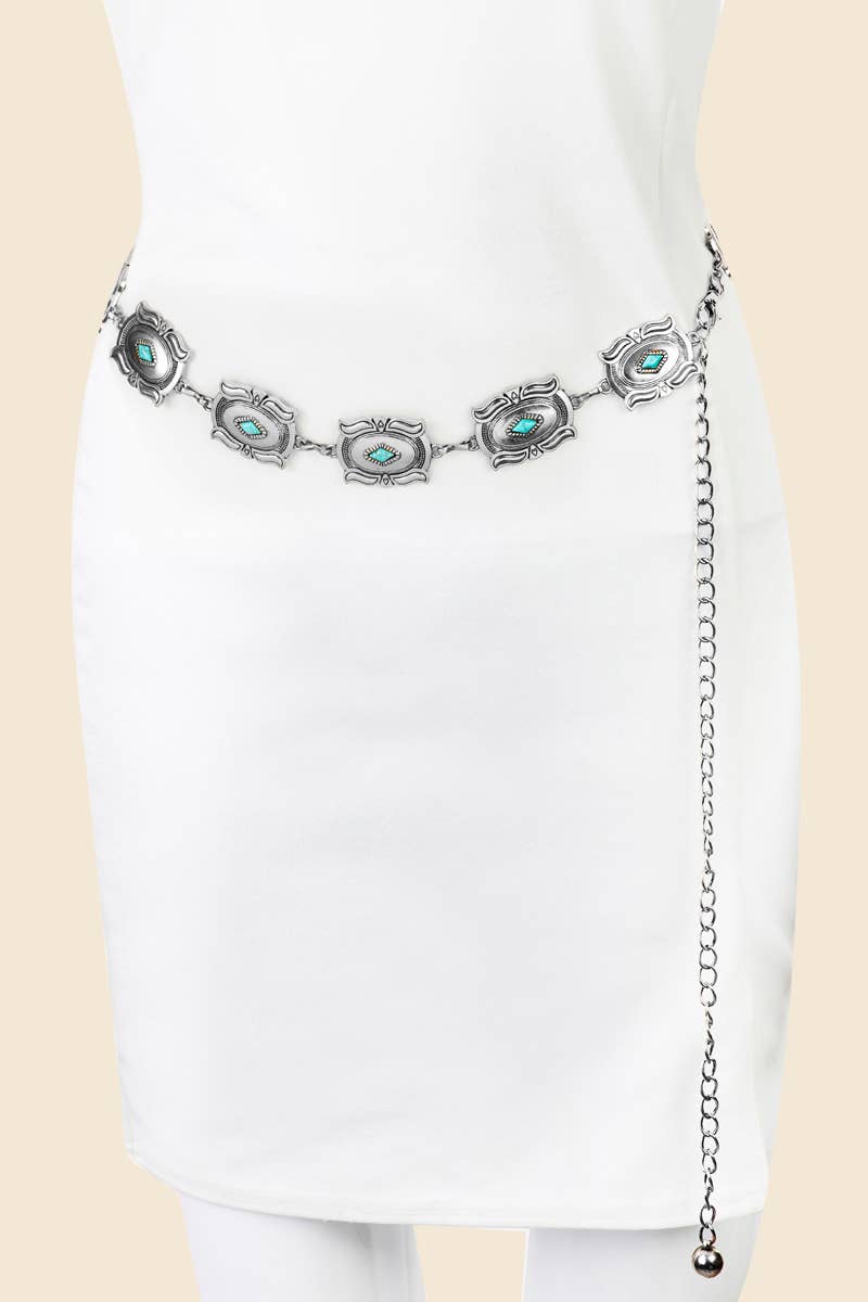 Rectangle Concho Chain Belt