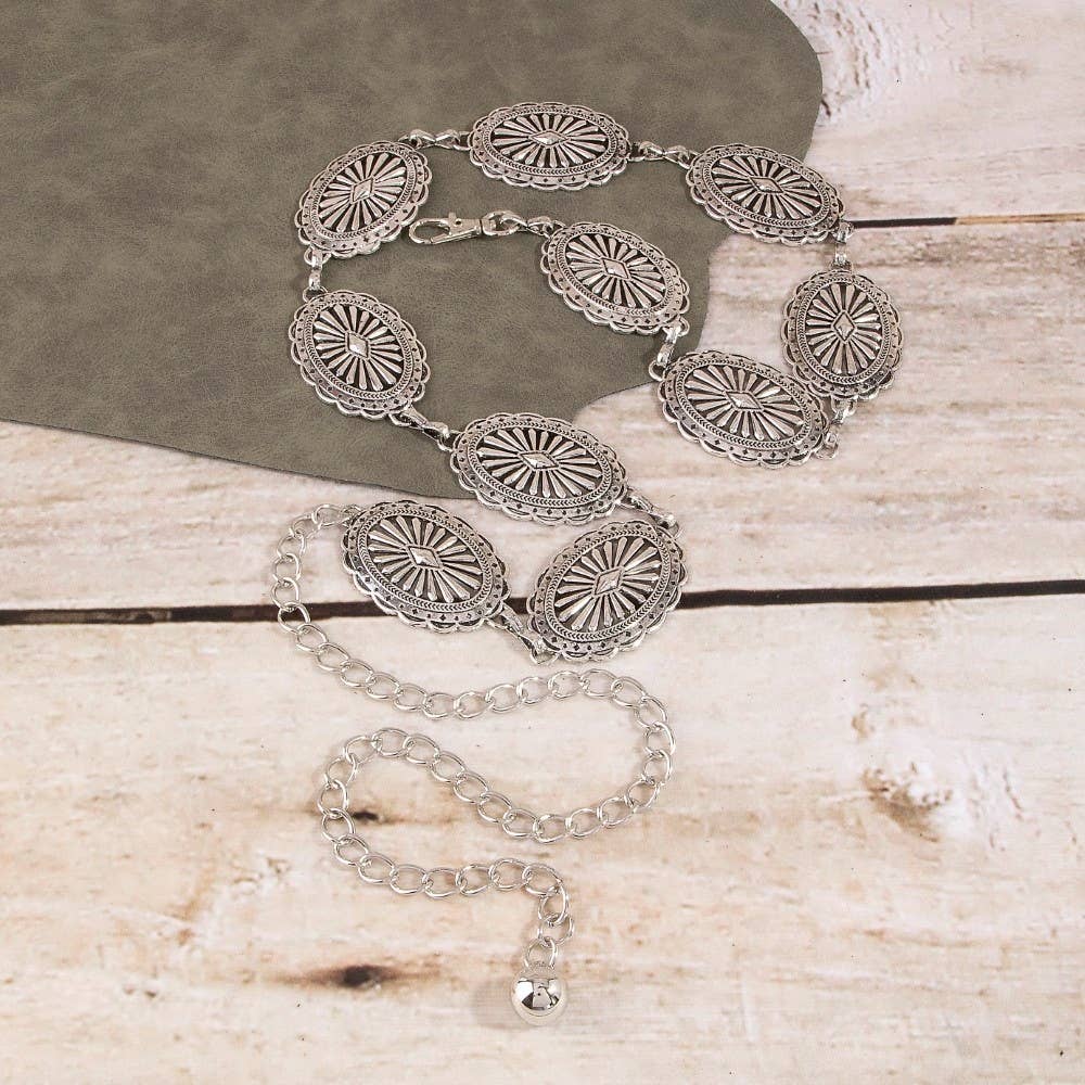 Oval Concho Disc Chain Link Belt