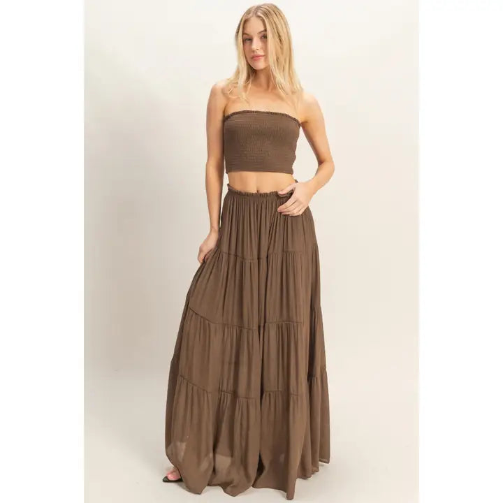 Smocked Tube Top & Tiered Skirt Set