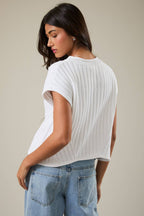 Round Neck Extended Sleeve Sweater Top