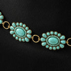 Western Turquoise Stone Bead Concho Disc Chain Belt