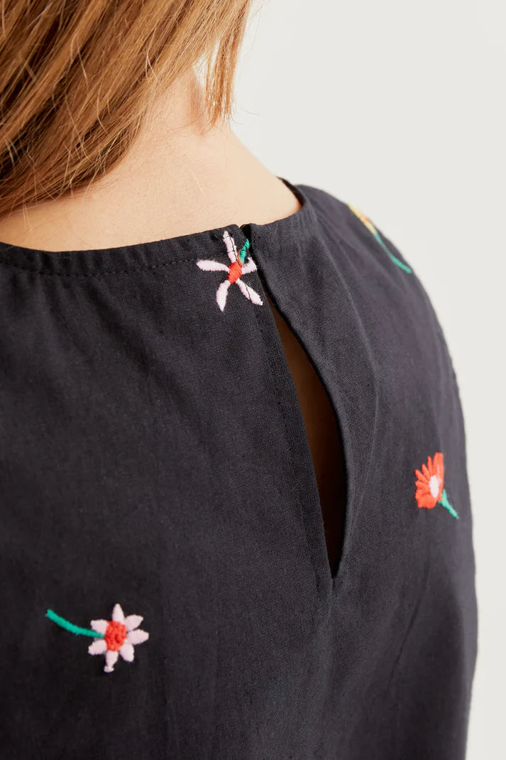Black Gardeners Print Sleeveless Top