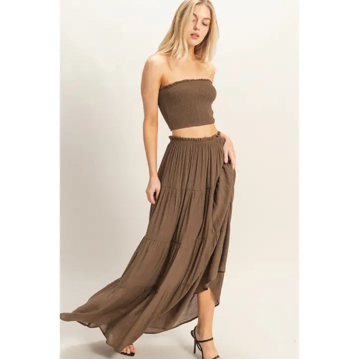 Smocked Tube Top & Tiered Skirt Set
