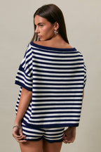 Striped Short Sleeve Sweater