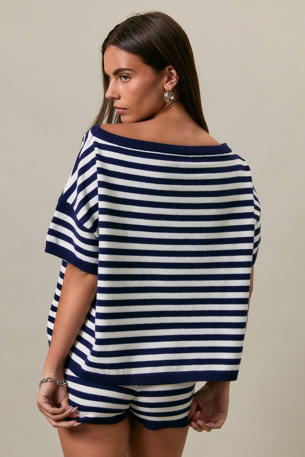 Striped Short Sleeve Sweater