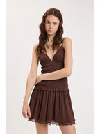 Sweetheart Smocked Lace Mini Dress