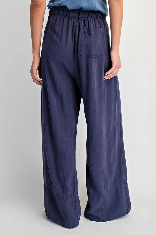 Linen Blend Pull On Pants