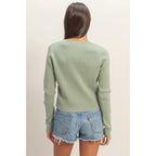 Sage Green Ribbed Cardigan