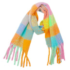 Chunky Plaid Scarf with Fringe