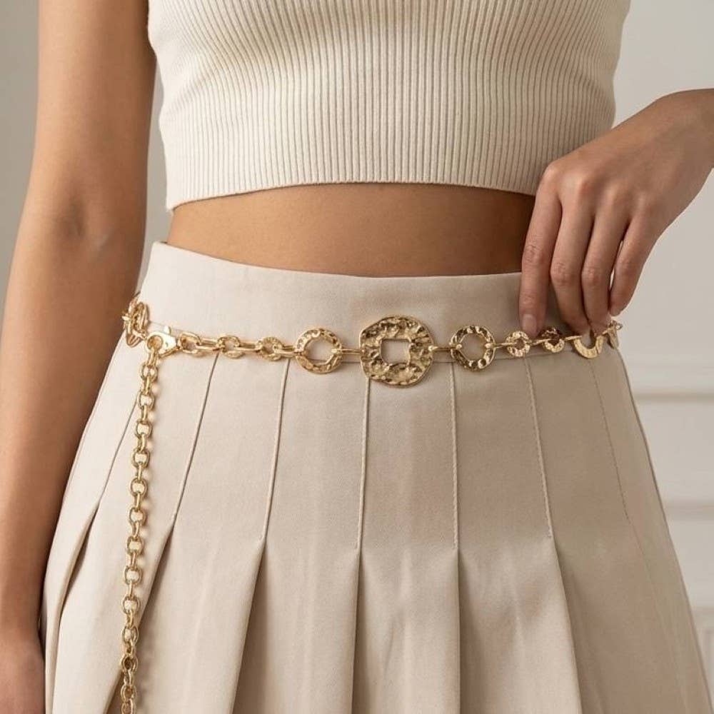 Warped Metallic Flat Chain Belt