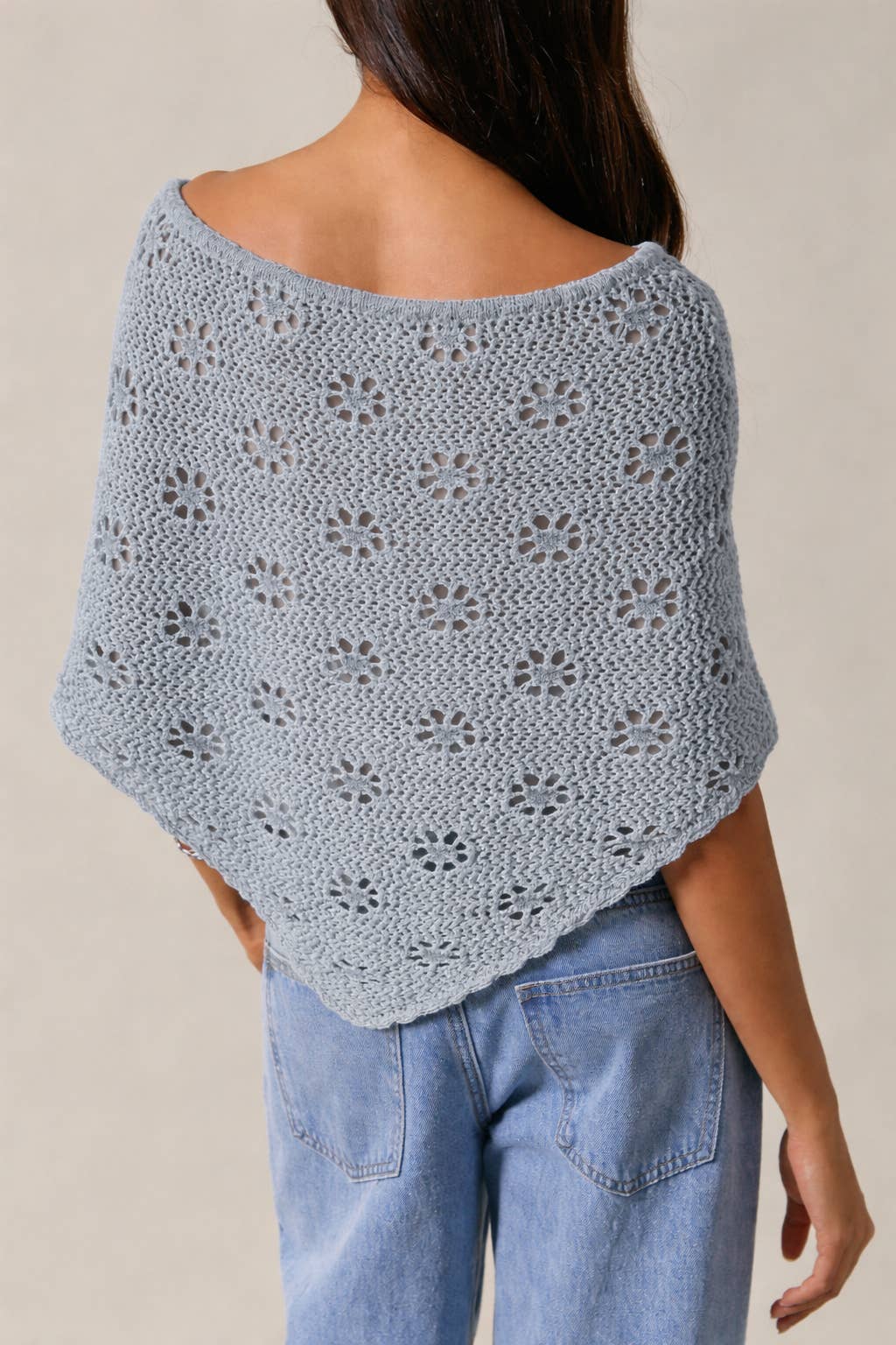 Openwork Detail Sweater Poncho
