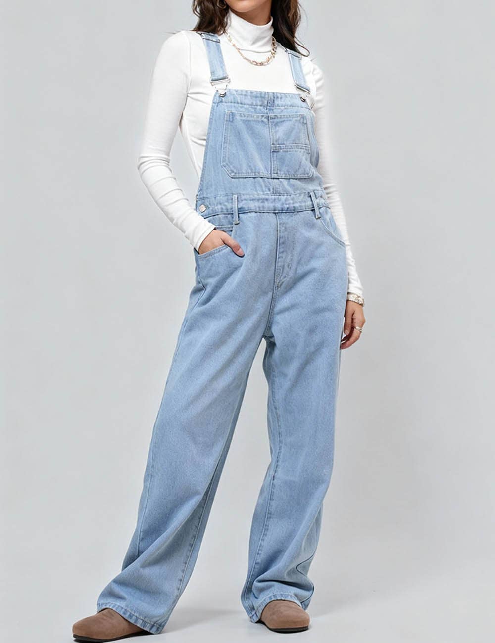 Loose Fit Denim Overalls