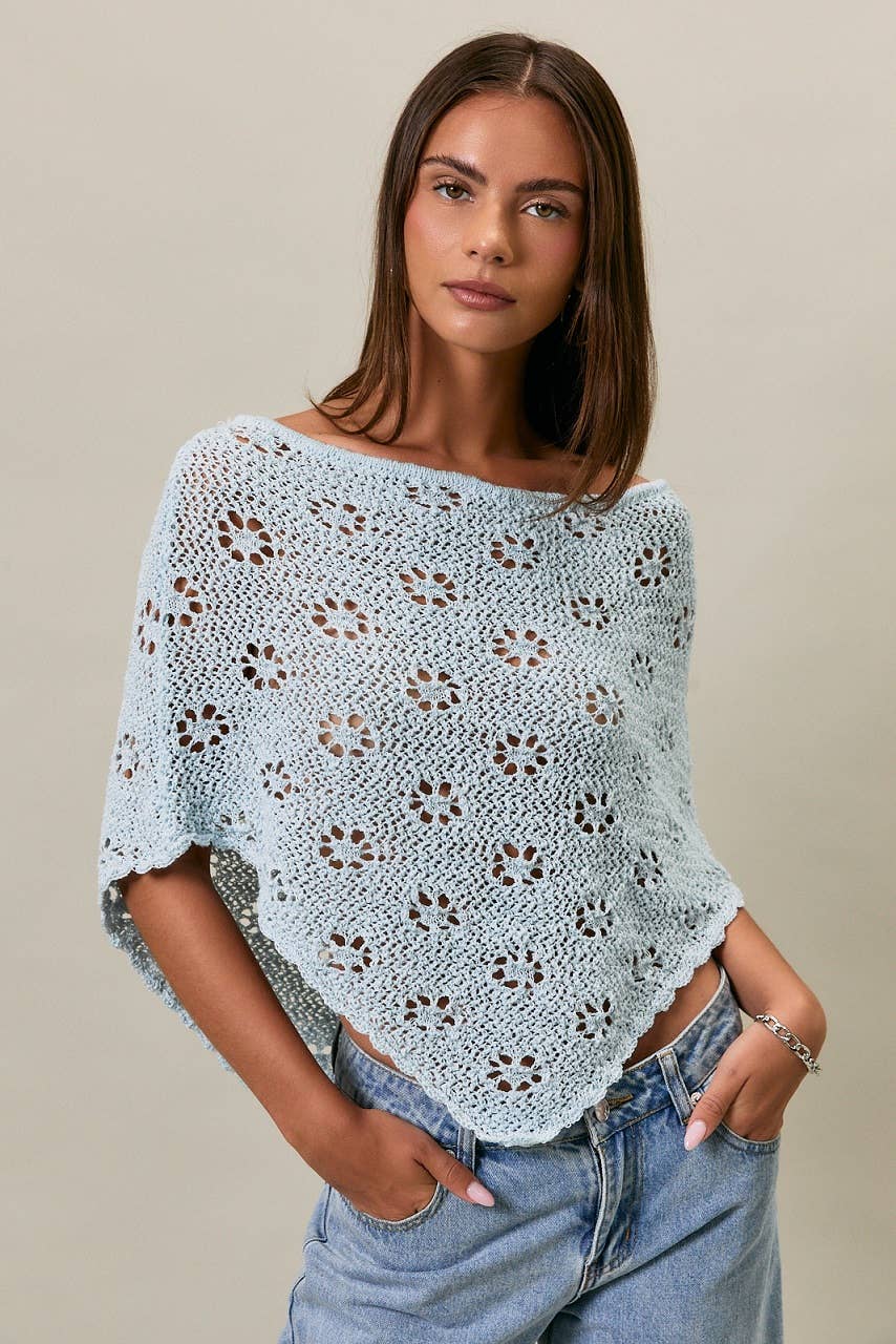 Openwork Detail Sweater Poncho