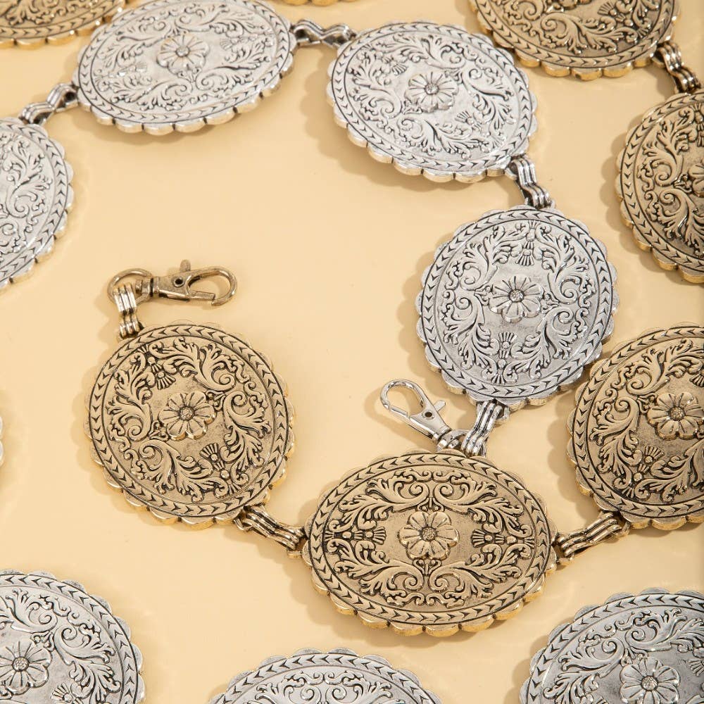 Floral Concho Western Chain Belt