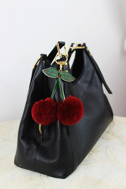 Rabbit Fur Cherry Purse Clip