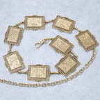 Floral Rectangle Concho Link Chain Belt