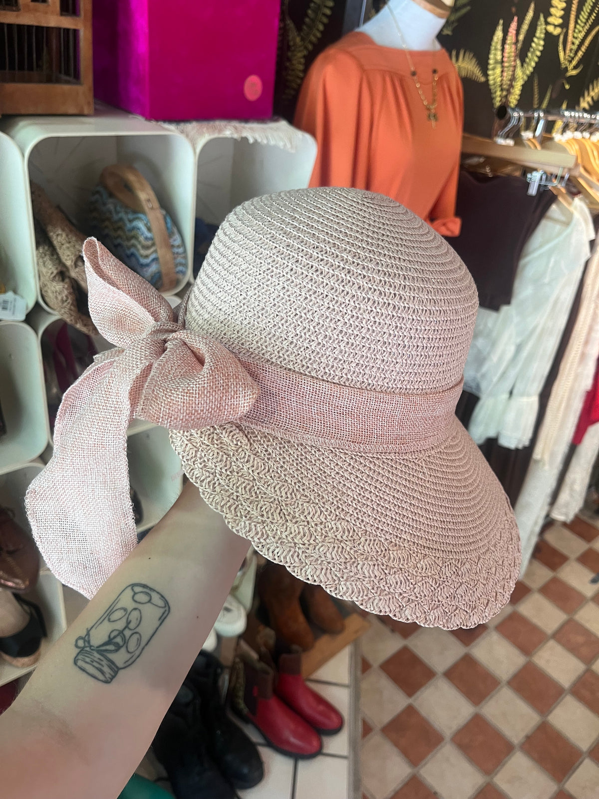 Burlap Ribbon Derby Sun Hat