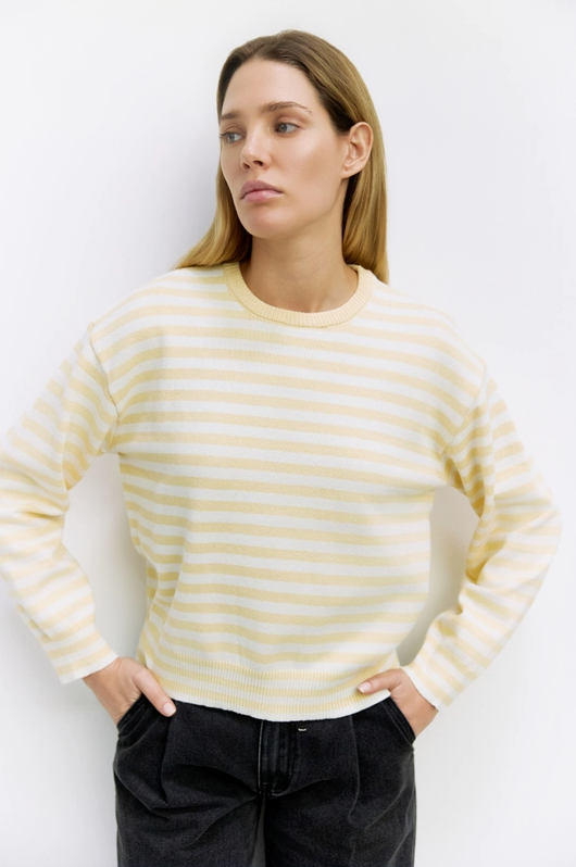 Yellow Striped Knit Crewneck