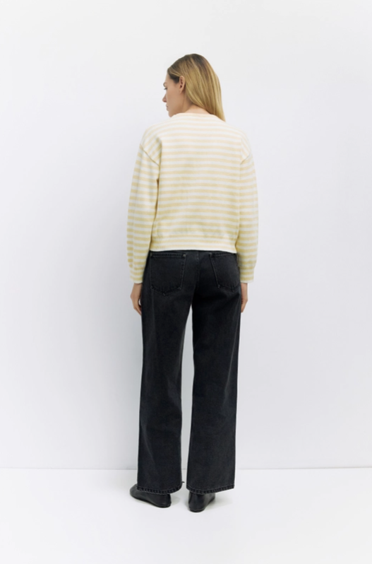 Yellow Striped Knit Crewneck