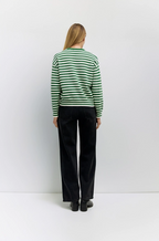 Green Striped Knit Crewneck