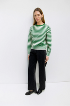Green Striped Knit Crewneck