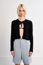 Knitted Open-front Tie Cardigan