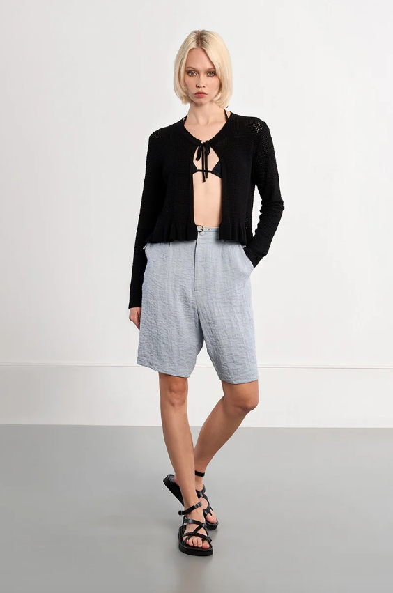 Knitted Open-front Tie Cardigan