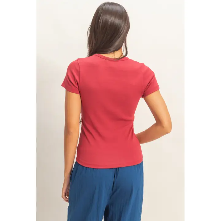 Mineral Washed Crew Neck Short Sleeve Top