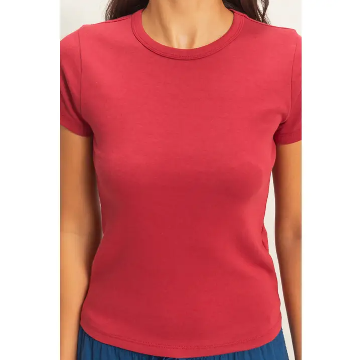 Mineral Washed Crew Neck Short Sleeve Top