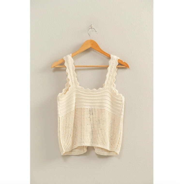Sleeveless Open Knit Double Tie-Front Vest