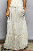 Embroidered Smocked Waistband Maxi Skirt