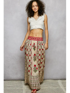 Floral Pattern Printed Woven Maxi Skirt