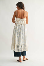 Sheer Floral Lace Ruffle Cover Up Top
